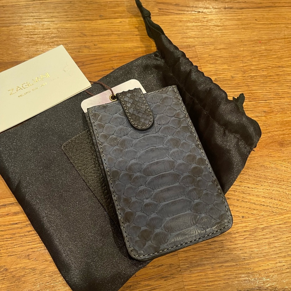 Zagliani Python Leather Credit Card Case - image 6